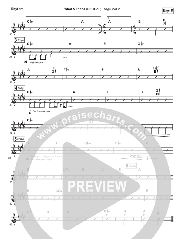 What A Friend (Choral Anthem SATB) Rhythm Chart (Matt Maher / Arr. Luke Gambill)