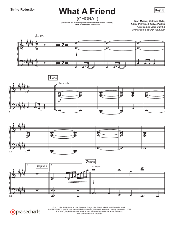 What A Friend (Choral Anthem SATB) String Pack (Matt Maher / Arr. Luke Gambill)