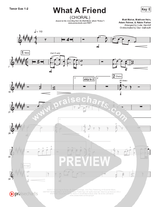 What A Friend (Choral Anthem SATB) Tenor Sax 1/2 (Matt Maher / Arr. Luke Gambill)