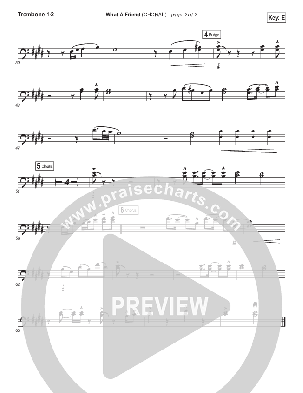 What A Friend (Choral Anthem SATB) Trombone 1/2 (Matt Maher / Arr. Luke Gambill)