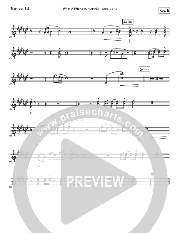 What A Friend (Choral Anthem SATB) Trumpet 1,2 (Matt Maher / Arr. Luke Gambill)