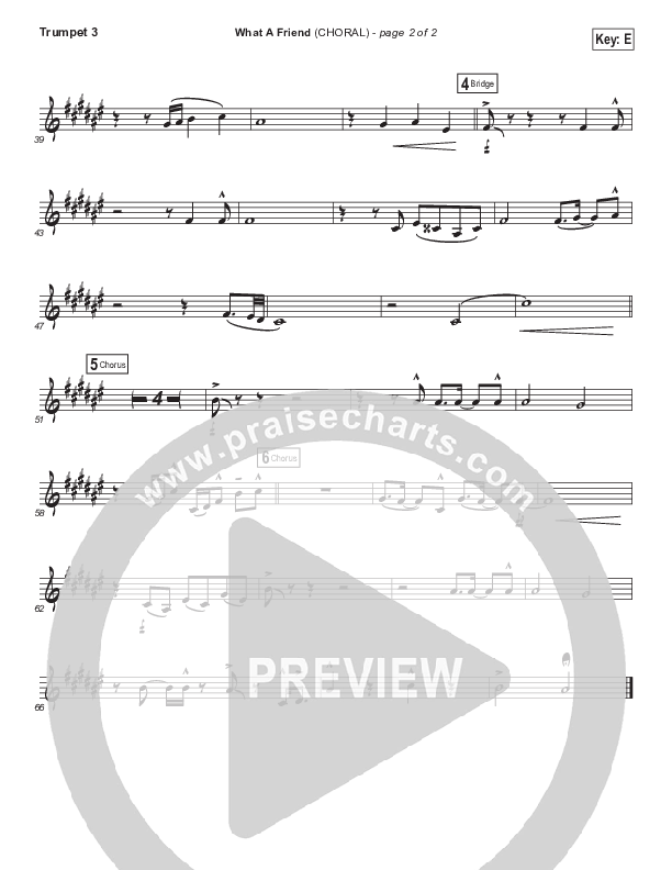 What A Friend (Choral Anthem SATB) Trumpet 3 (Matt Maher / Arr. Luke Gambill)