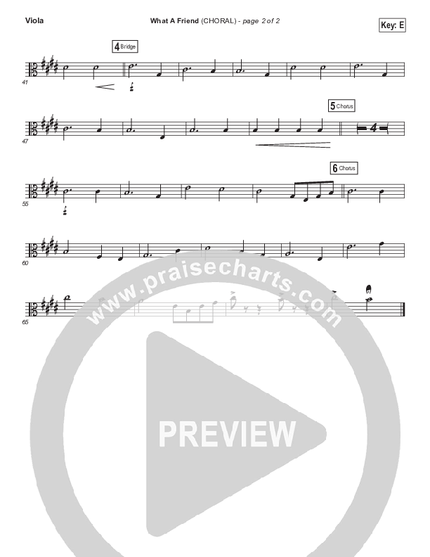 What A Friend (Choral Anthem SATB) Viola (Matt Maher / Arr. Luke Gambill)