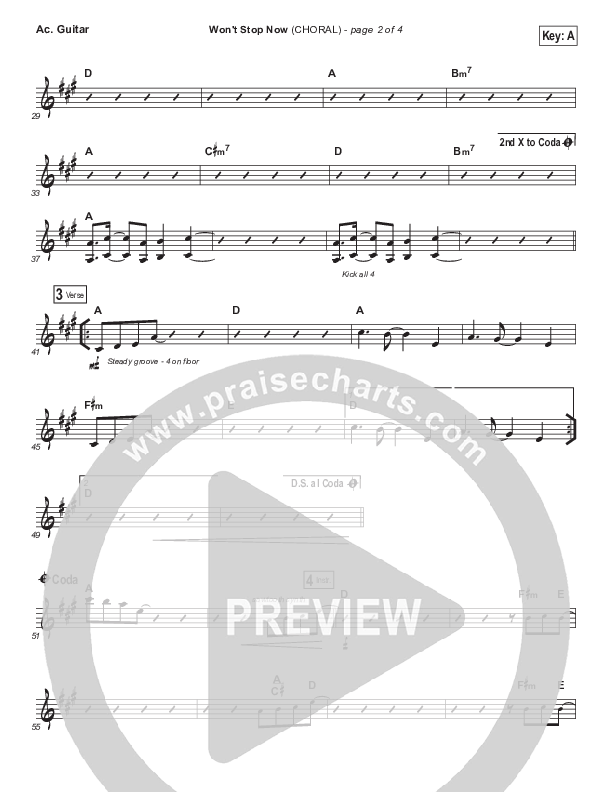 Won't Stop Now (Choral Anthem SATB) Acoustic Guitar (Elevation Worship / Arr. Luke Gambill)