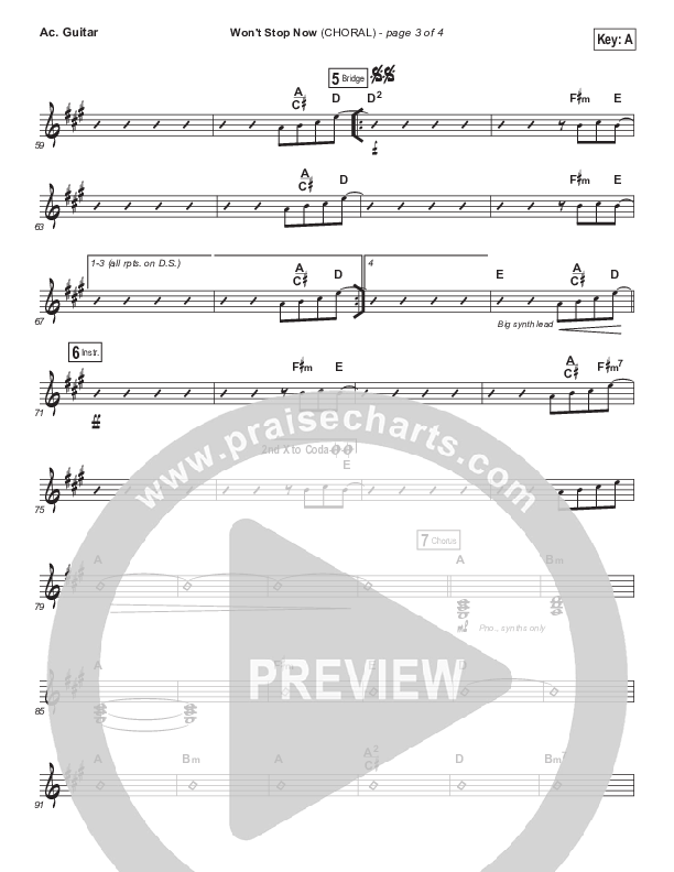 Won't Stop Now (Choral Anthem SATB) Acoustic Guitar (Elevation Worship / Arr. Luke Gambill)
