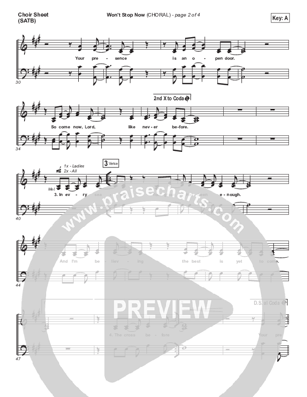 Won't Stop Now (Choral Anthem SATB) Choir Vocals (SATB) (Elevation Worship / Arr. Luke Gambill)