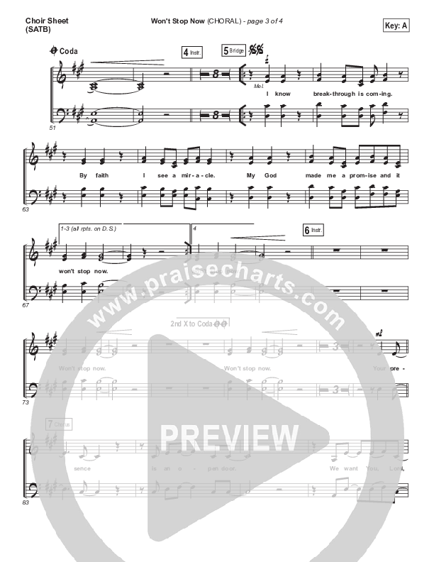 Won't Stop Now (Choral Anthem SATB) Choir Vocals (SATB) (Elevation Worship / Arr. Luke Gambill)