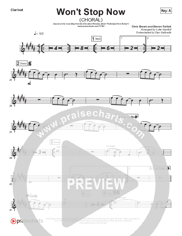 Won't Stop Now (Choral Anthem SATB) Wind Pack (Elevation Worship / Arr. Luke Gambill)