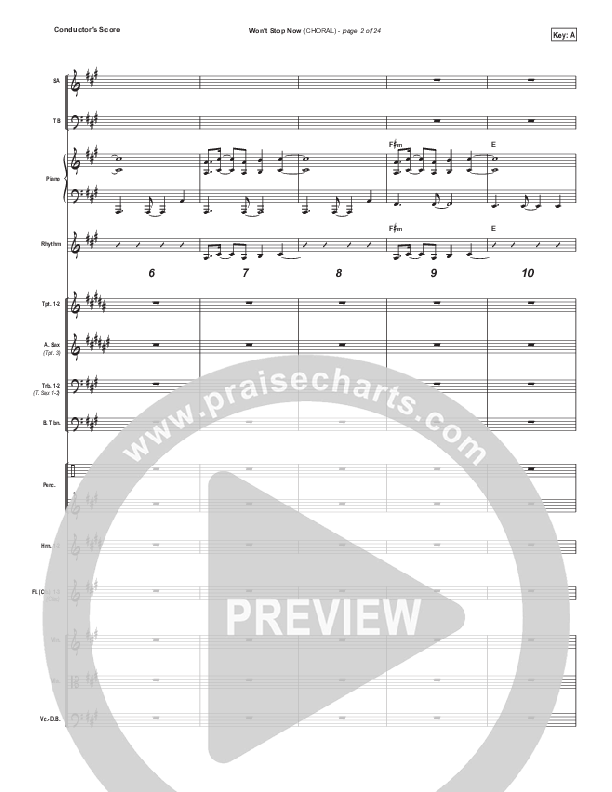 Won't Stop Now (Choral Anthem SATB) Conductor's Score (Elevation Worship / Arr. Luke Gambill)