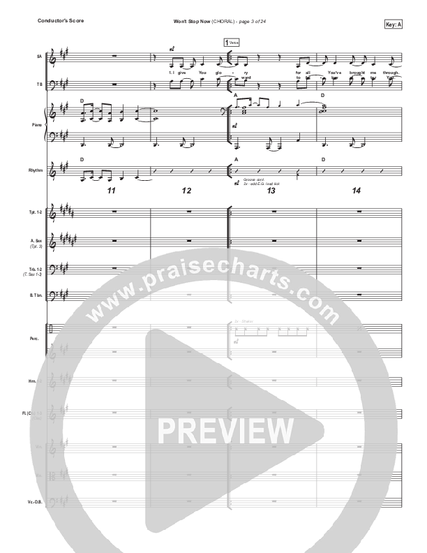 Won't Stop Now (Choral Anthem SATB) Conductor's Score (Elevation Worship / Arr. Luke Gambill)