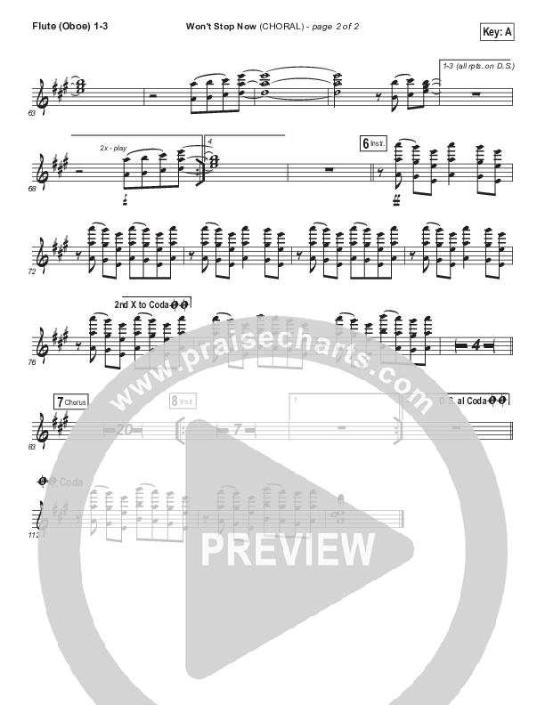 Won't Stop Now (Choral Anthem SATB) Flute/Oboe 1/2/3 (Elevation Worship / Arr. Luke Gambill)