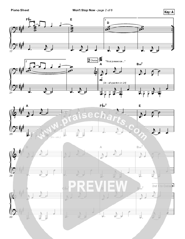 Won't Stop Now (Choral Anthem SATB) Piano Sheet (Elevation Worship / Arr. Luke Gambill)