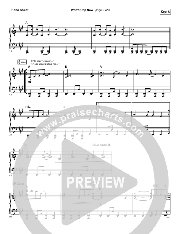 Won't Stop Now (Choral Anthem SATB) Piano Sheet (Elevation Worship / Arr. Luke Gambill)