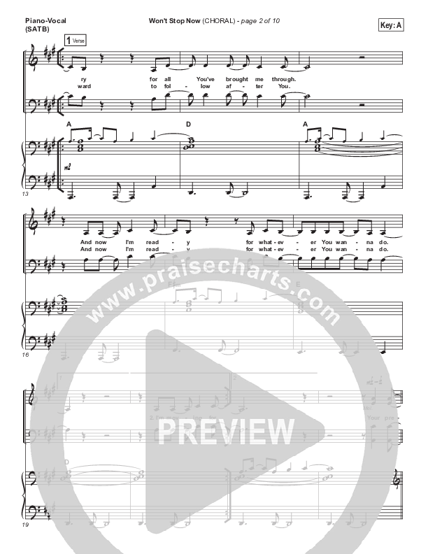 Won't Stop Now (Choral Anthem SATB) Piano/Vocal Pack (Elevation Worship / Arr. Luke Gambill)