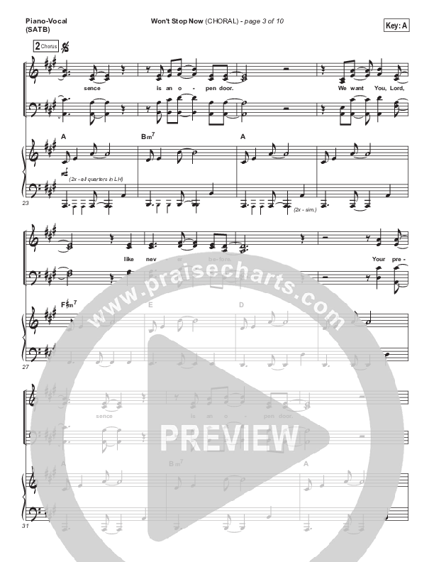 Won't Stop Now (Choral Anthem SATB) Piano/Vocal (SATB) (Elevation Worship / Arr. Luke Gambill)