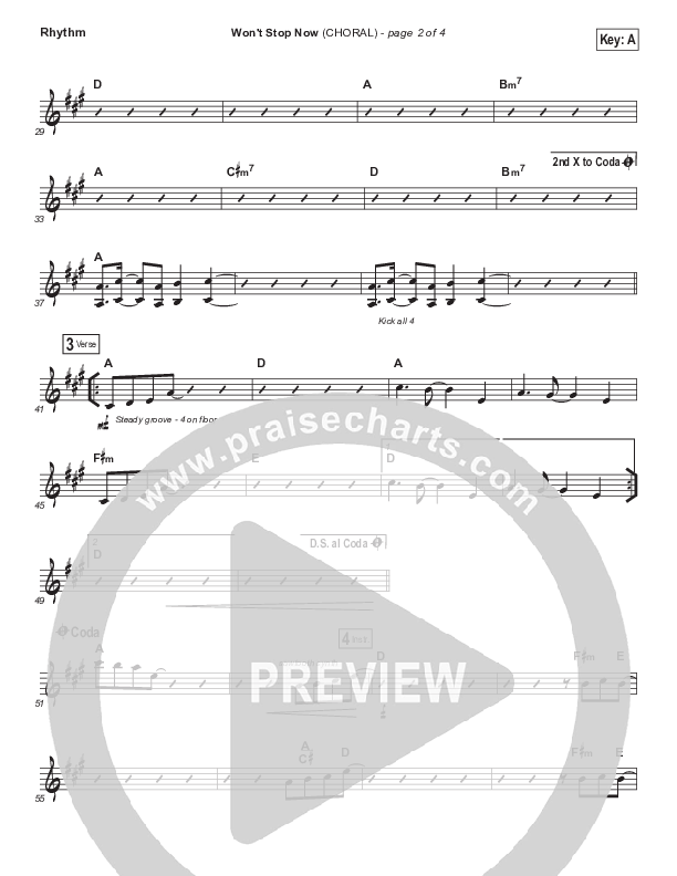 Won't Stop Now (Choral Anthem SATB) Rhythm Chart (Elevation Worship / Arr. Luke Gambill)