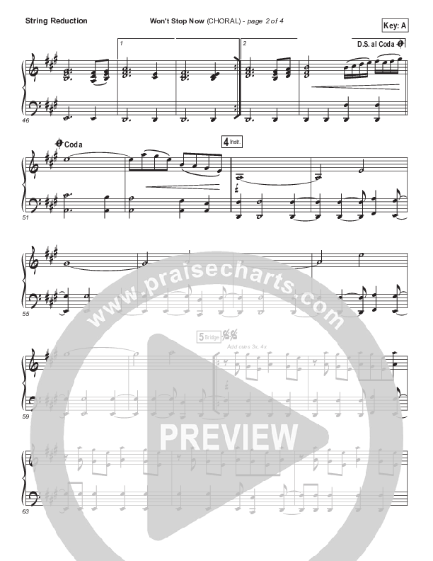 Won't Stop Now (Choral Anthem SATB) String Pack (Elevation Worship / Arr. Luke Gambill)