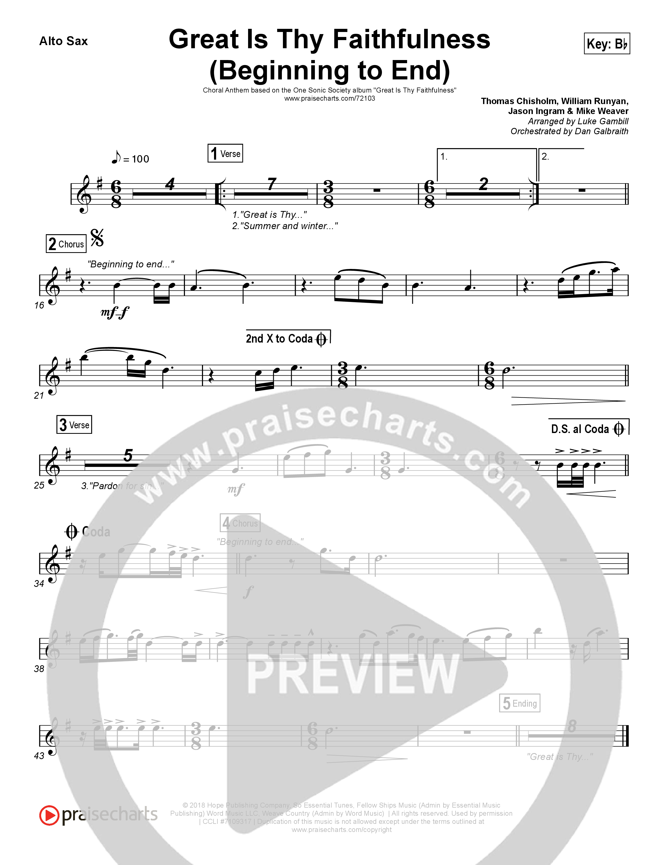 Great Is Thy Faithfulness (Beginning To End) (Choral Anthem SATB) Wind Pack (One Sonic Society / Arr. Luke Gambill)