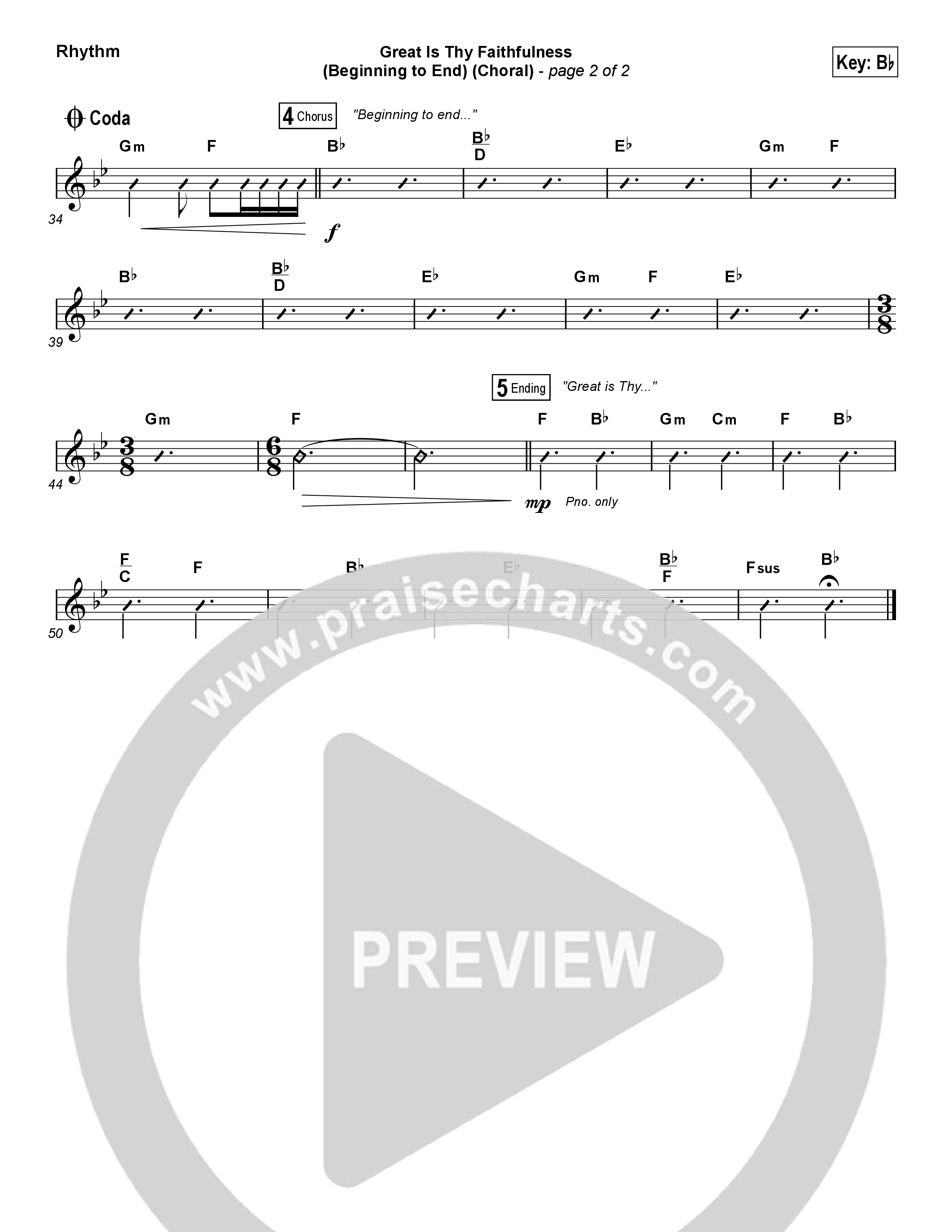 Great Is Thy Faithfulness (Beginning To End) (Choral Anthem SATB) Rhythm Chart (One Sonic Society / Arr. Luke Gambill)