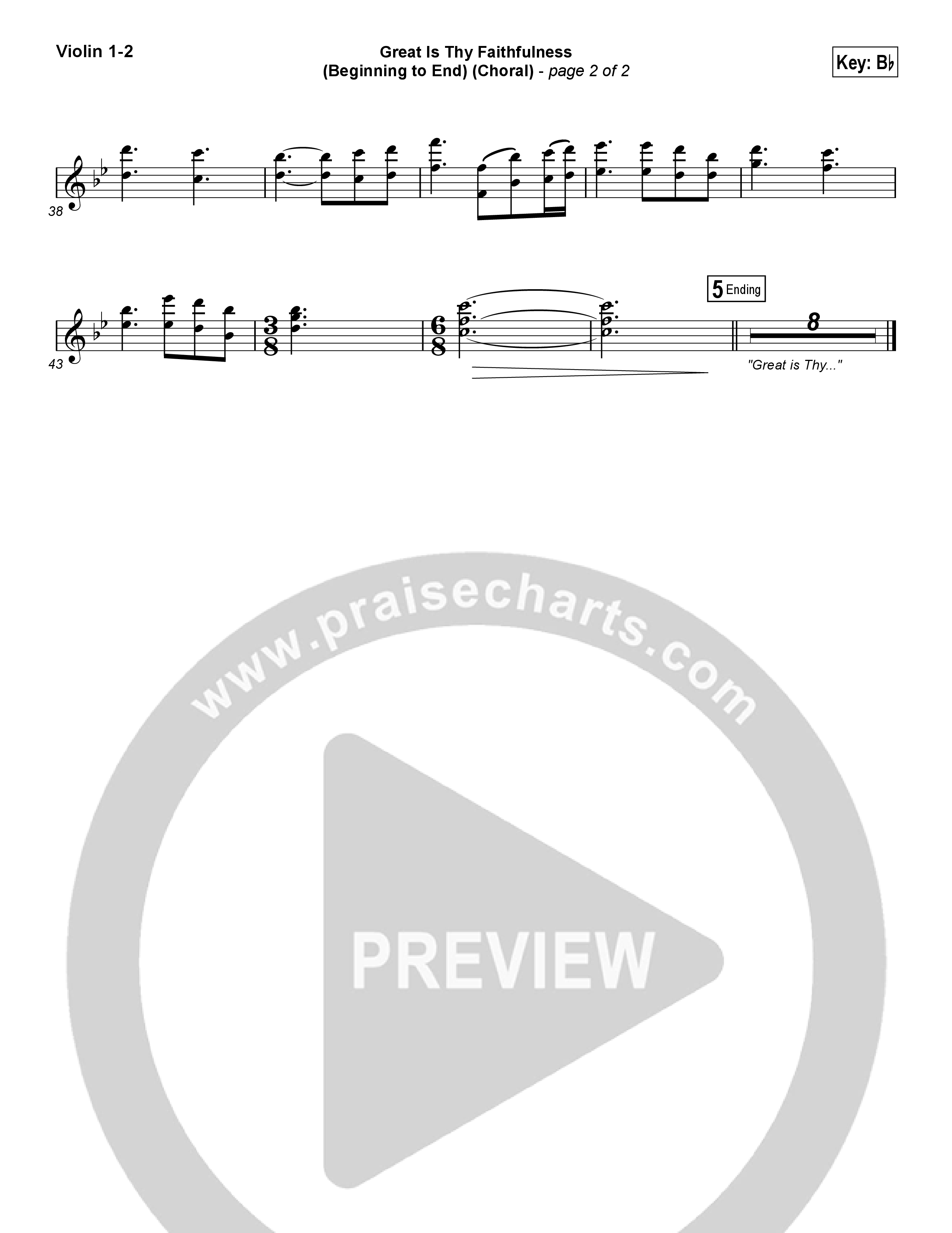 Great Is Thy Faithfulness (Beginning To End) (Choral Anthem SATB) Violin 1/2 (One Sonic Society / Arr. Luke Gambill)