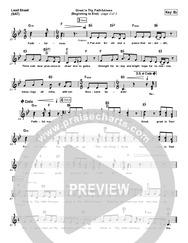 Great Is Thy Faithfulness (Beginning To End) (Choral Anthem SATB) Lead Sheet (SAT) (One Sonic Society / Arr. Luke Gambill)