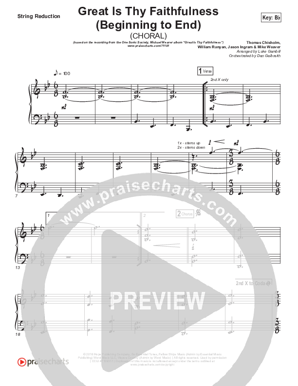 Great Is Thy Faithfulness (Beginning To End) (Choral Anthem SATB) String Pack (One Sonic Society / Arr. Luke Gambill)