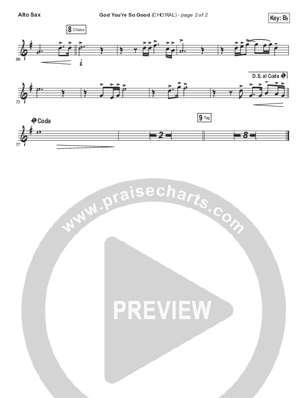 God You're So Good (Choral Anthem SATB) Alto Sax (Passion / Arr. Luke Gambill)