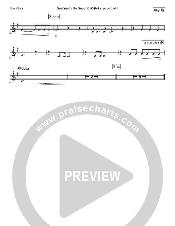 God You're So Good (Choral Anthem SATB) Bari Sax (Passion / Arr. Luke Gambill)