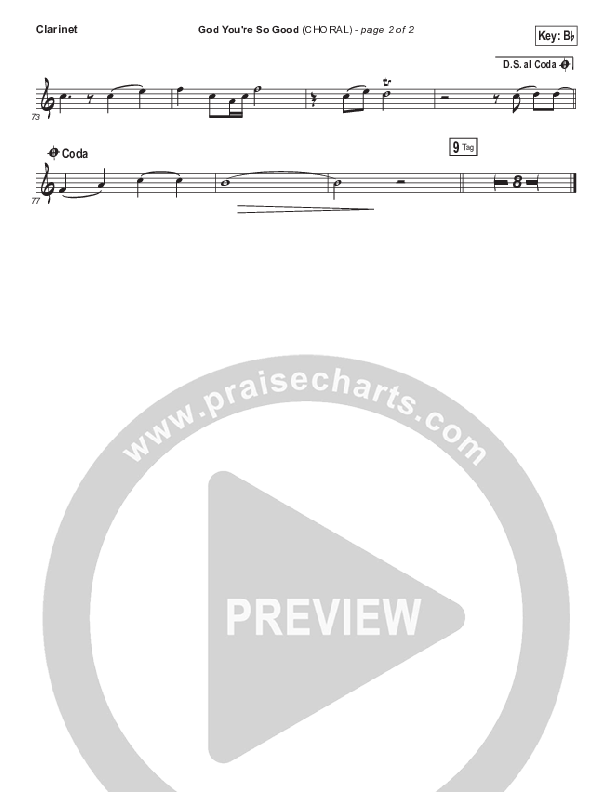 God You're So Good (Choral Anthem SATB) Clarinet (Passion / Arr. Luke Gambill)