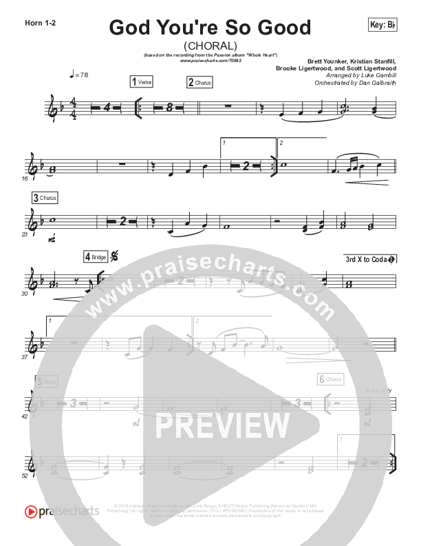 God You're So Good (Choral Anthem SATB) Brass Pack (Passion / Arr. Luke Gambill)