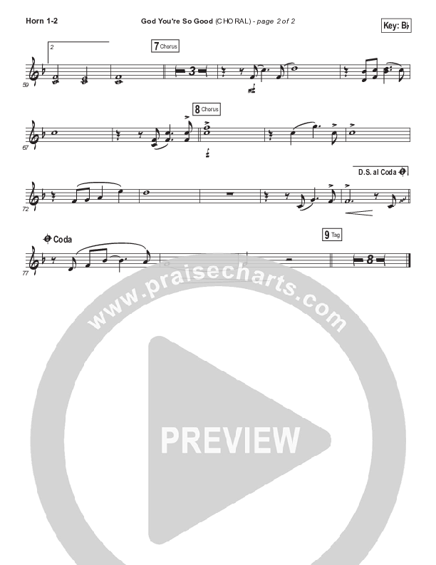 God You're So Good (Choral Anthem SATB) French Horn 1/2 (Passion / Arr. Luke Gambill)