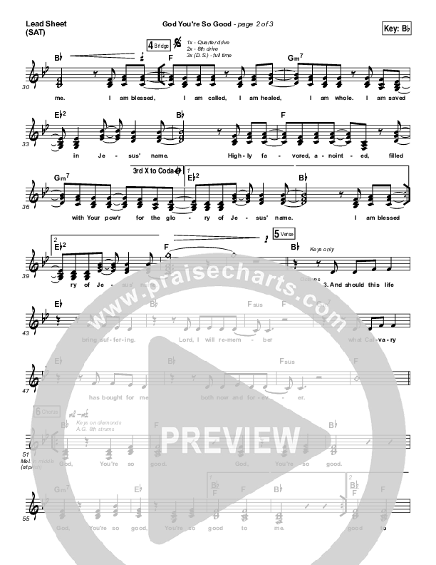God You're So Good (Choral Anthem SATB) Lead Sheet (SAT) (Passion / Arr. Luke Gambill)