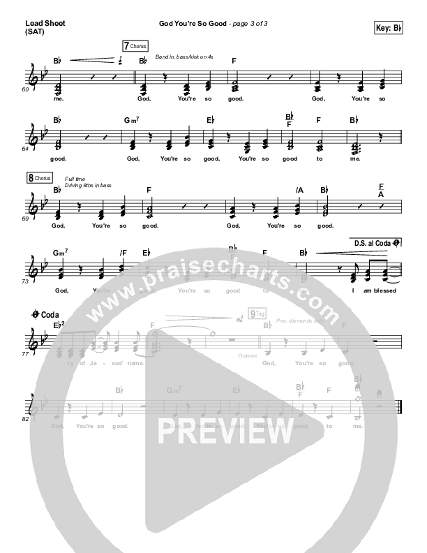 God You're So Good (Choral Anthem SATB) Lead Sheet (SAT) (Passion / Arr. Luke Gambill)