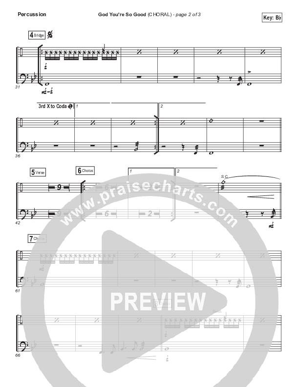 God You're So Good (Choral Anthem SATB) Percussion (Passion / Arr. Luke Gambill)