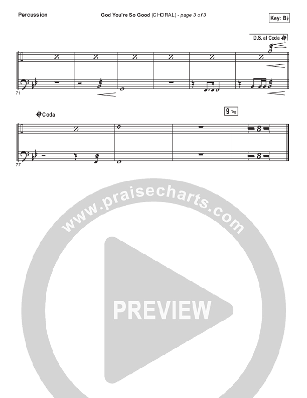 God You're So Good (Choral Anthem SATB) Percussion (Passion / Arr. Luke Gambill)