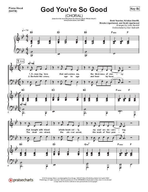 God You're So Good (Choral Anthem SATB) Piano/Vocal (SATB) (Passion / Arr. Luke Gambill)