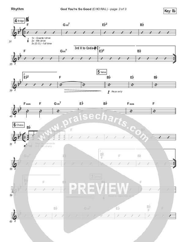 God You're So Good (Choral Anthem SATB) Rhythm Chart (Passion / Arr. Luke Gambill)