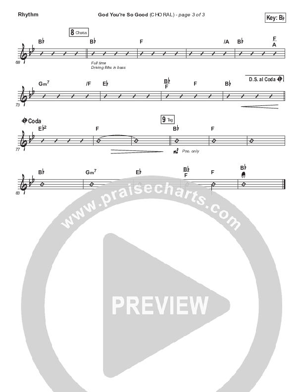 God You're So Good (Choral Anthem SATB) Rhythm Chart (Passion / Arr. Luke Gambill)