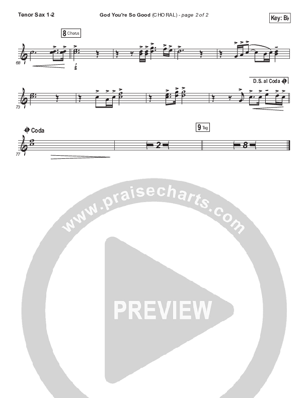 God You're So Good (Choral Anthem SATB) Tenor Sax 1/2 (Passion / Arr. Luke Gambill)
