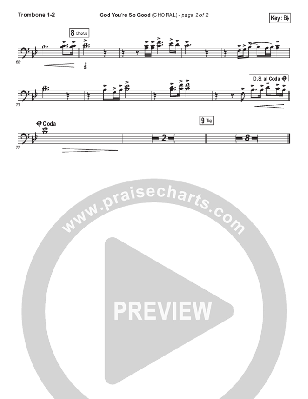 God You're So Good (Choral Anthem SATB) Trombone 1/2 (Passion / Arr. Luke Gambill)