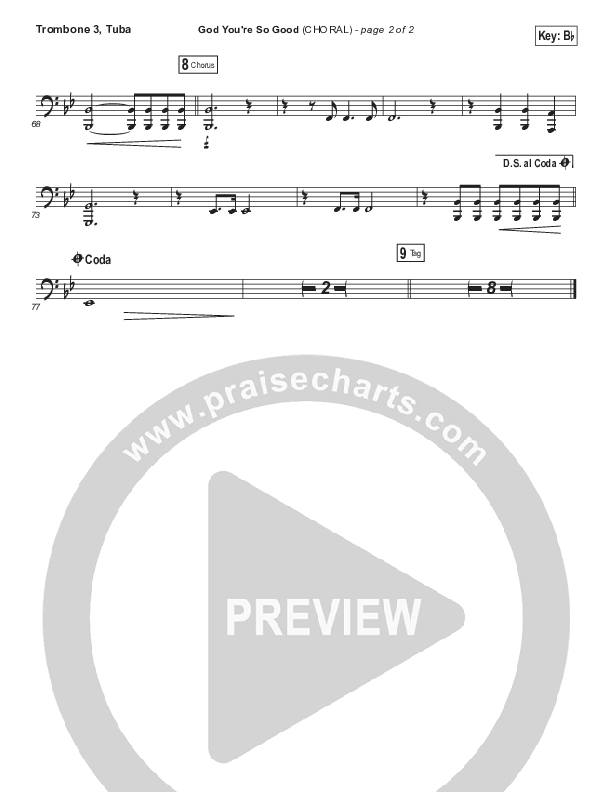 God You're So Good (Choral Anthem SATB) Trombone 3/Tuba (Passion / Arr. Luke Gambill)