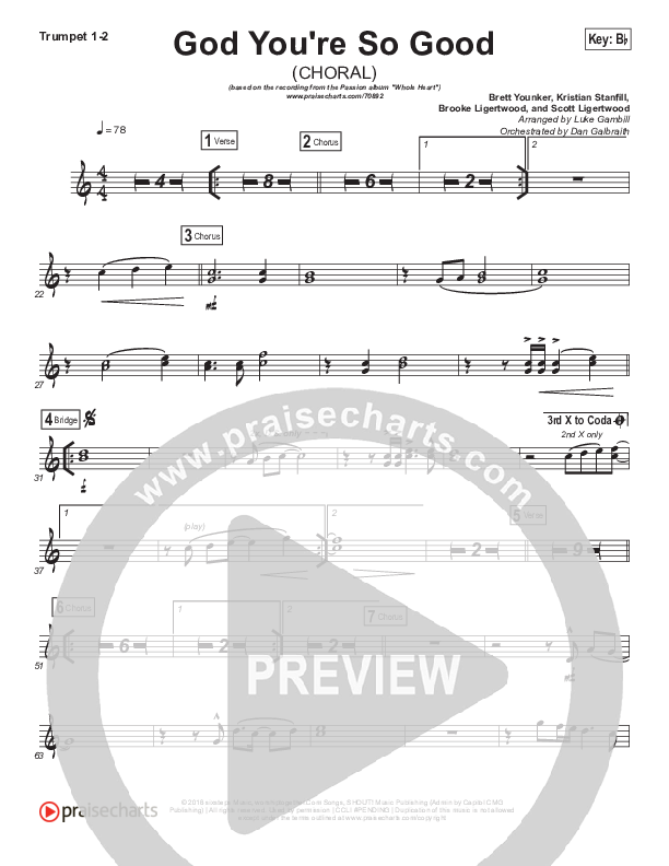 God You're So Good (Choral Anthem SATB) Brass Pack (Passion / Arr. Luke Gambill)