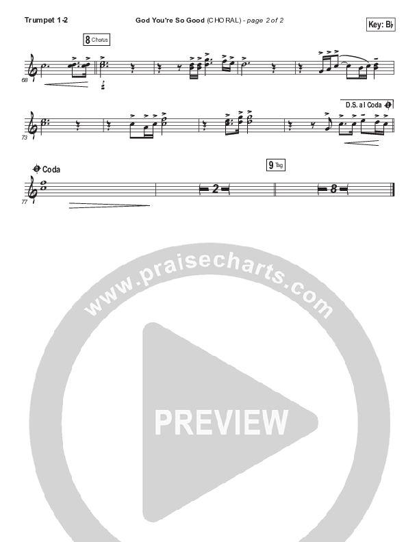 God You're So Good (Choral Anthem SATB) Trumpet 1,2 (Passion / Arr. Luke Gambill)