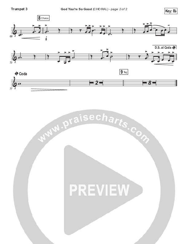 God You're So Good (Choral Anthem SATB) Trumpet 3 (Passion / Arr. Luke Gambill)