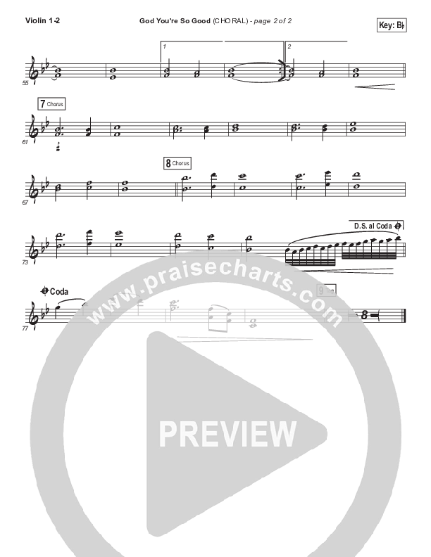 God You're So Good (Choral Anthem SATB) Violin 1/2 (Passion / Arr. Luke Gambill)