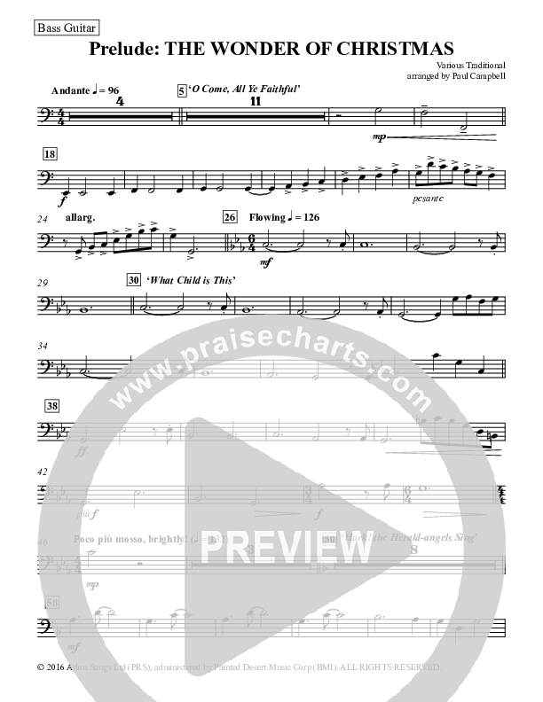 Prelude The Wonder Of Christmas (Instrumental) Bass Guitar (Paul Campbell)