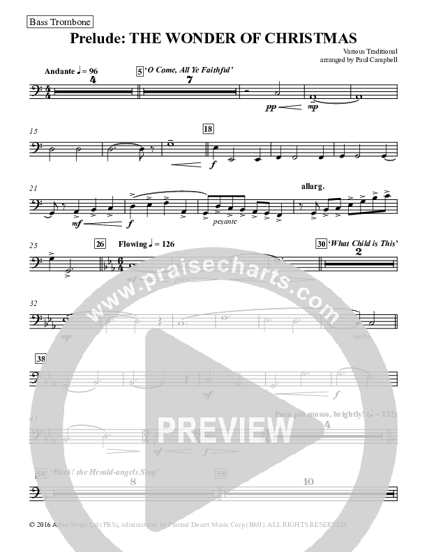 Prelude The Wonder Of Christmas (Instrumental) Bass Trombone (Paul Campbell)