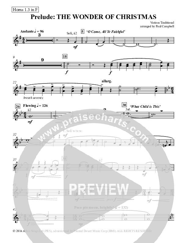 Prelude The Wonder Of Christmas (Instrumental) French Horn (Paul Campbell)