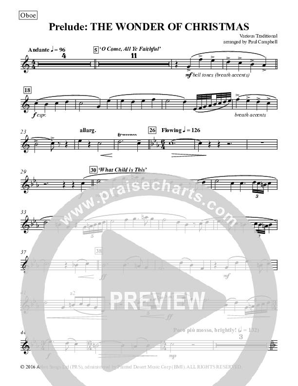 Prelude The Wonder Of Christmas (Instrumental) Oboe (Paul Campbell)