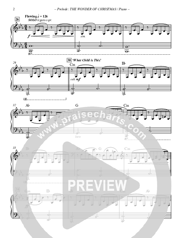 Prelude The Wonder Of Christmas (Instrumental) Piano Sheet (Paul Campbell)